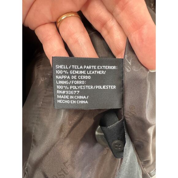 East 5th Womens Medium Genuine Leather Brown Blazer Jacket Lined Button-Up - Picture 9 of 10